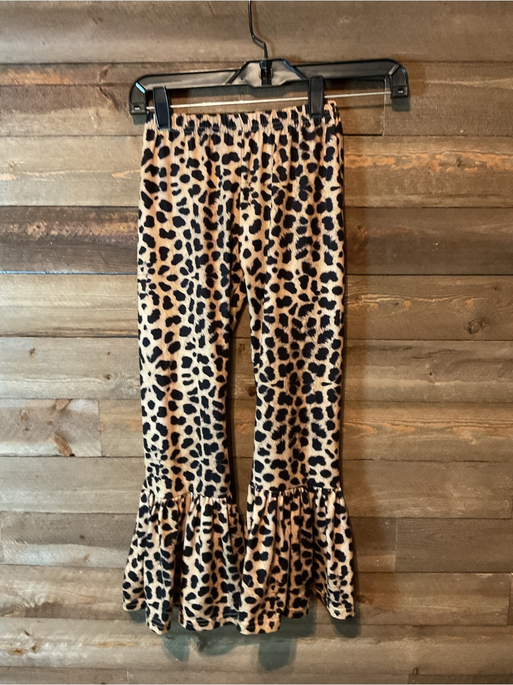 Girls Pull On Leopard Ruffled Flare Pants Size XXL 7-8